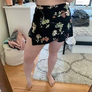 Mini Floral Wrap Skirt